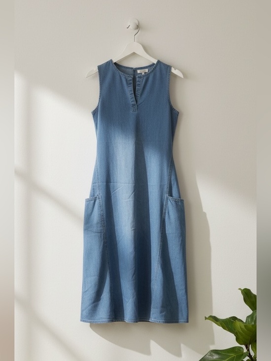 MISSLOOK Dresses & Skirts - Misslook Denim Midi Shift Dress Blue Size S